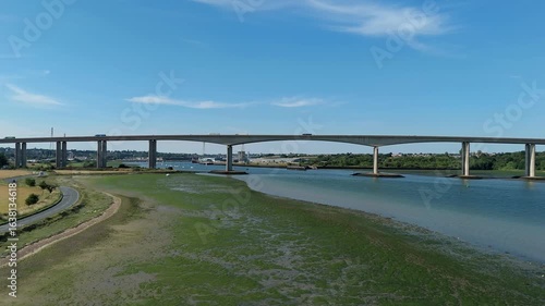 Wallpaper Mural aerial video of traffic moving across the Orwell Bridge near Ipswich, Suffolk, UK  Torontodigital.ca