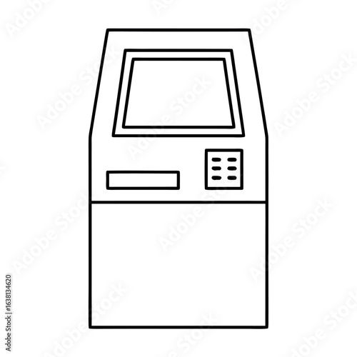 Minimalist outline of an atm cash machine perfect for financial technology and banking concepts