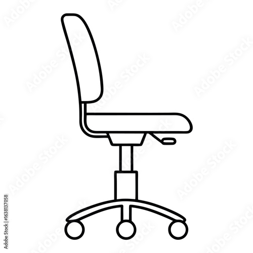 Simple ergonomic office chair in clean line art style perfect for modern workspace designs
