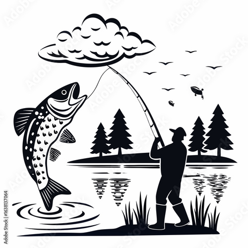 vector illustration of a fishing village