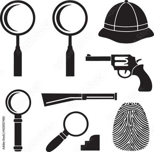 Crime Investigation Vector Icon Collection