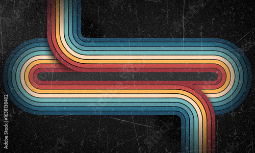 Vintage Striped Backgrounds, Posters, Banner Samples, Retro Colors from the 1970s 1980s, 70s, 80s, 90s. Grunge scratch 70s style stripes background poster lines. Old photo grainy effect design graphic