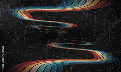 Vintage Striped Backgrounds, Posters, Banner Samples, Retro Colors from the 1970s 1980s, 70s, 80s, 90s. Grunge scratch 70s style stripes background poster lines. Old photo grainy effect design graphic