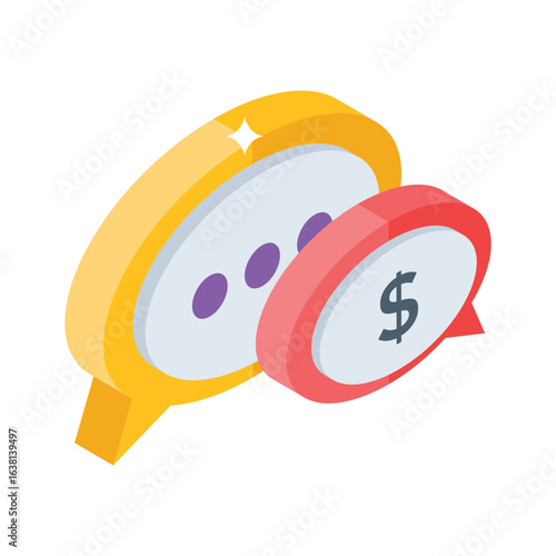 A modern isometric icon of financial chat