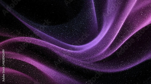 Nebulous Purple Flowing Glitter Particles in Cosmic Space of Deep Darkness