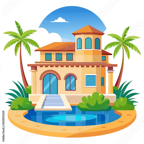 Elegant Modern Villa House Vector