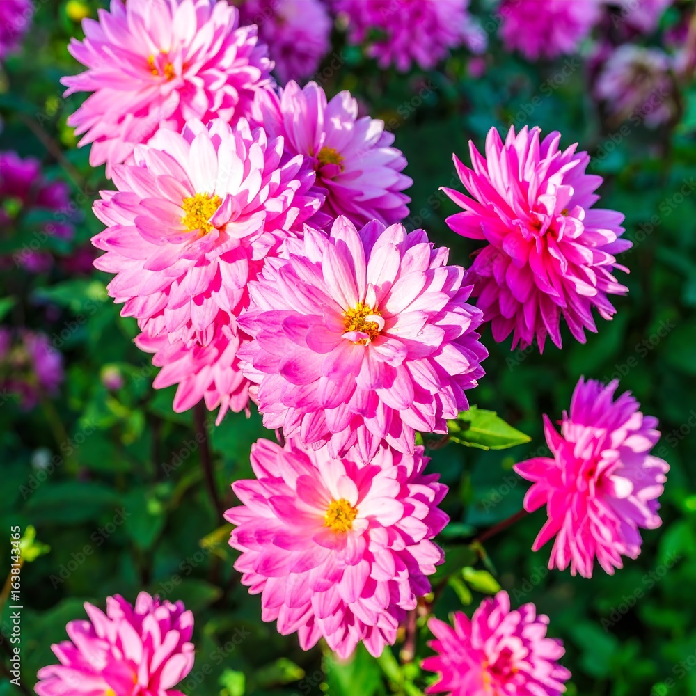Close-up of vibrant pink dahlia flowers in full bloom, showcasing intricate petals Close-up of vibrant pink dahlia flowers in full bloom, showcasing intricate petals