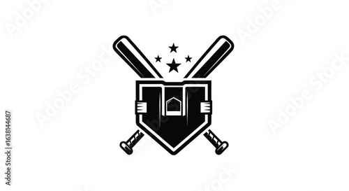 Baseball Bat and Glove Logo with Stars