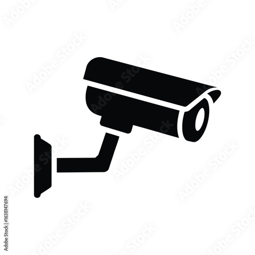Black security camera vector illustration surveillance system cctv icon monitoring equipment safety technology isolated eps graphic