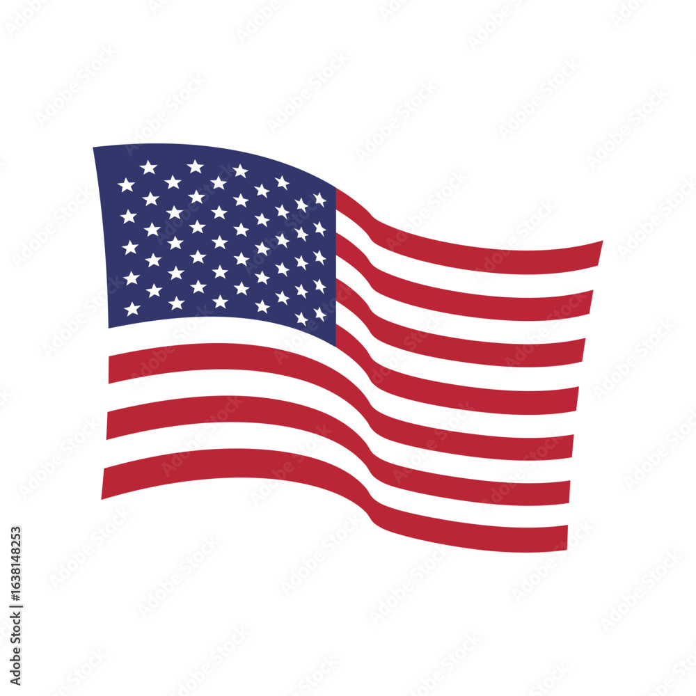 Fototapeta premium Waving american flag vector illustration usa patriotism symbol stars and stripes banner independence day graphic