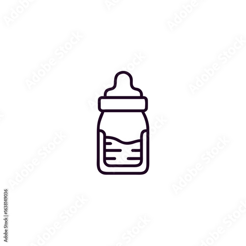 Vector art of baby bottle outline icon isolated on white background