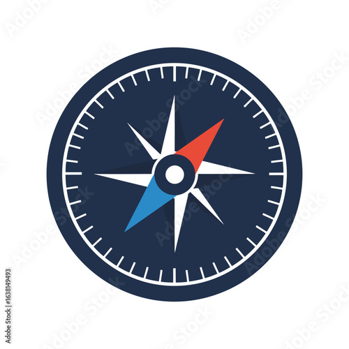 Dark blue compass illustration nautical navigation tool direction finder adventure icon isolated eps graphic