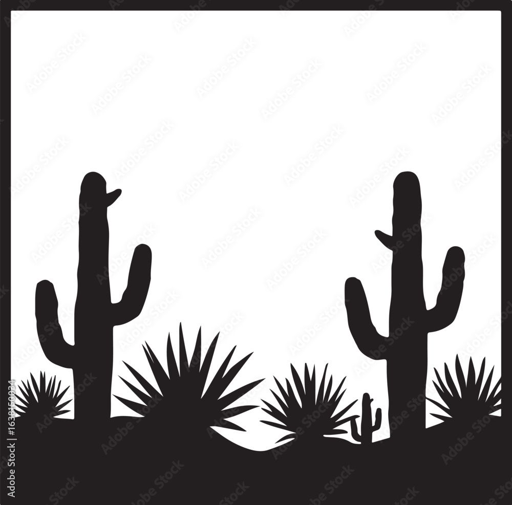Obraz premium Wild Desert Cactus Scene Set