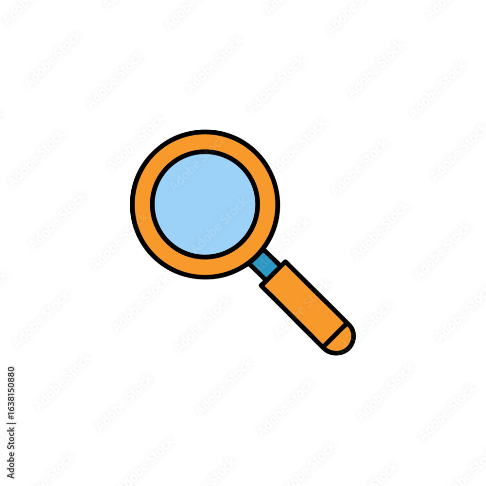 Vector art of orange magnifying glass isolated on white background Vector art of orange magnifying glass isolated on white background