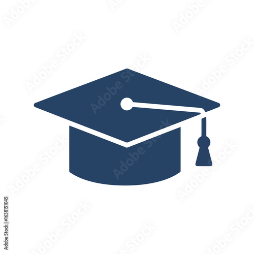 Dark blue graduation cap vector illustration academic mortarboard student cap university hat education symbol isolated eps graphic