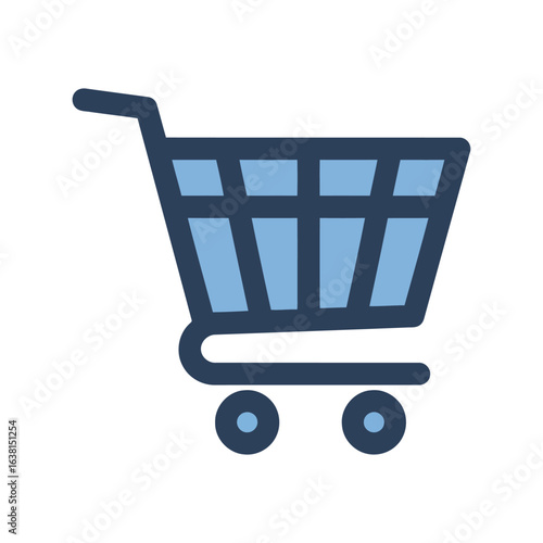 Blue shopping cart vector icon e commerce trolley retail basket grocery store symbol online shopping graphic