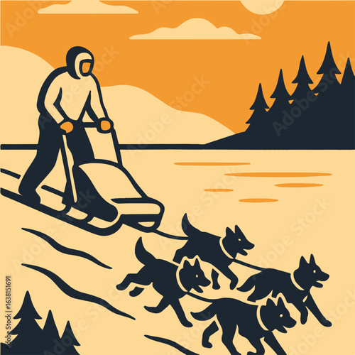 illustration dog sledding vector minimalism
Vector illustration minimalism