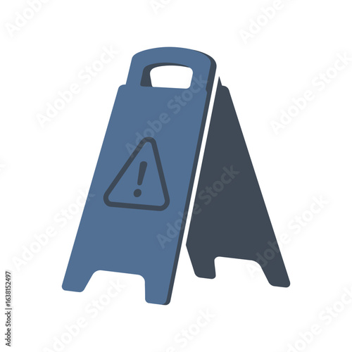 Blue wet floor caution sign safety warning hazard alert slippery surface a frame stand