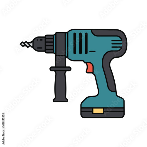 Cordless power drill vector illustration electric tool diy home improvement construction equipment
