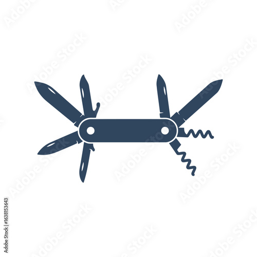 Multitool pocket knife vector illustration camping survival gear outdoor adventure equipment versatile utility tool edc icon