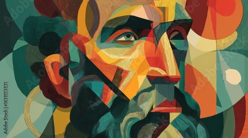 abstract cubist man portrait art