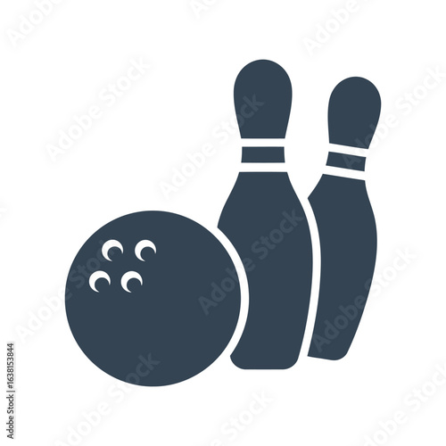 Bowling ball and pins vector illustration sports game icon leisure activity symbol recreation equipment graphic
