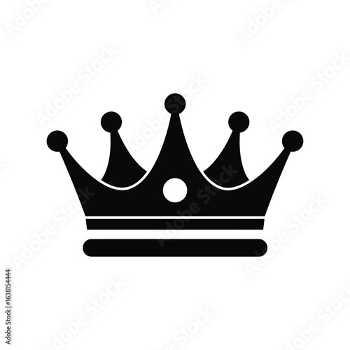 Black crown vector illustration royal symbol monarchy emblem king queen headwear regal icon isolated eps graphic