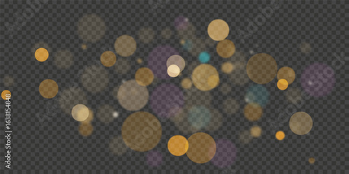 Golden festive bokeh effect with sparkling light particles