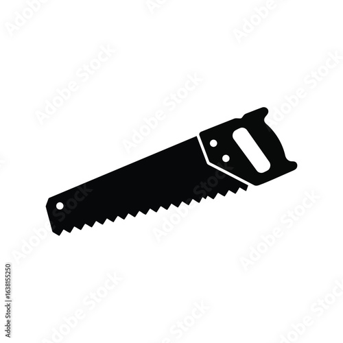 Black handsaw vector illustration woodworking tool carpentry equipment diy craft saw isolated eps graphic
