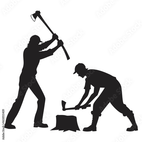 People Chopping Wood