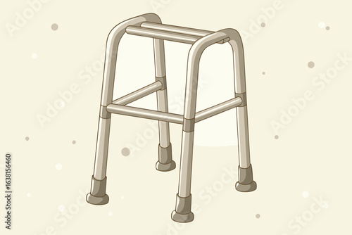 Stylized Illustration of a Walker with Soft Dots mobility aid disability