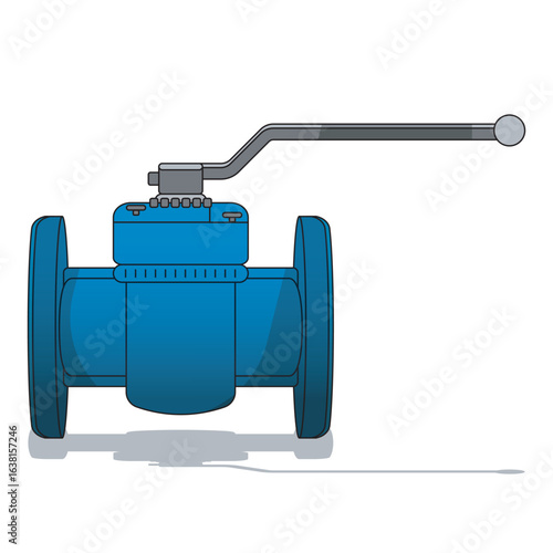 Industrial plug valve front view vector for controlling flow in pipelines. Used in oil, gas, and water systems for quick shutoff. Ideal for engineering, schematic, and technical illustrations.