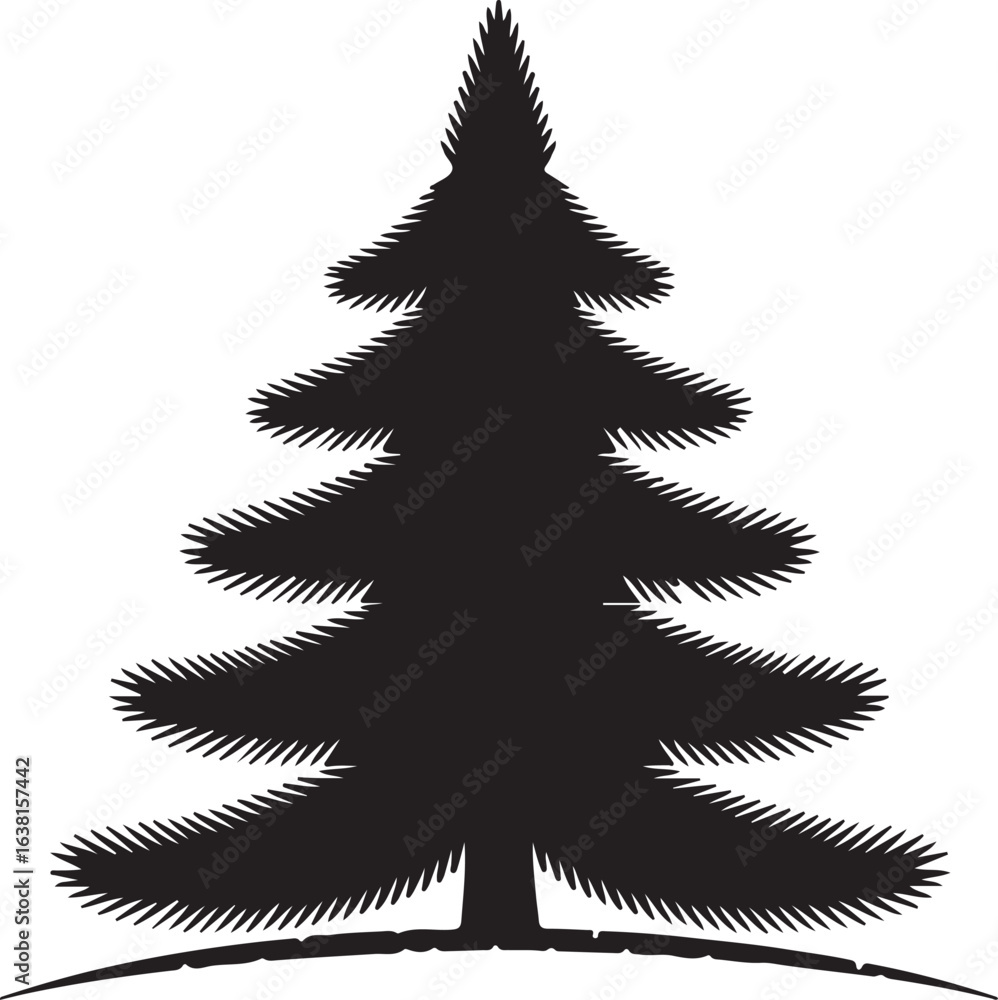 Obraz premium Simple Black Silhouette of a Fir Tree