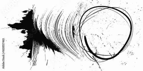 Black ink style of splashes, grunge paint Brush strokes element, black ink brush points,Dirty artistic grunge,eps8
