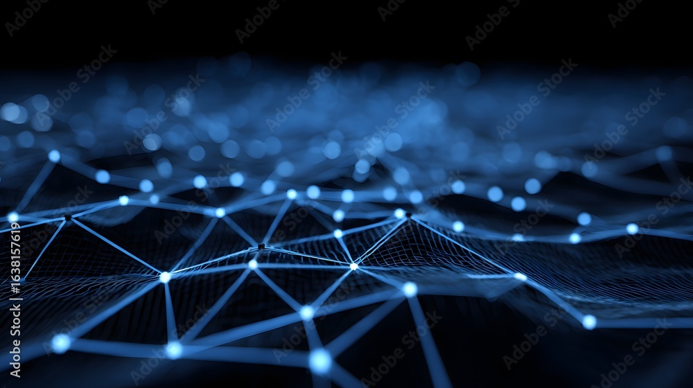 Obraz premium Abstract digital network pattern with glowing points and lines.