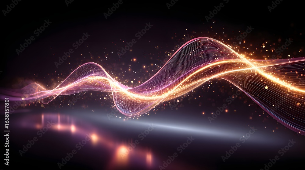 Obraz premium Abstract design with glowing lines and particles.