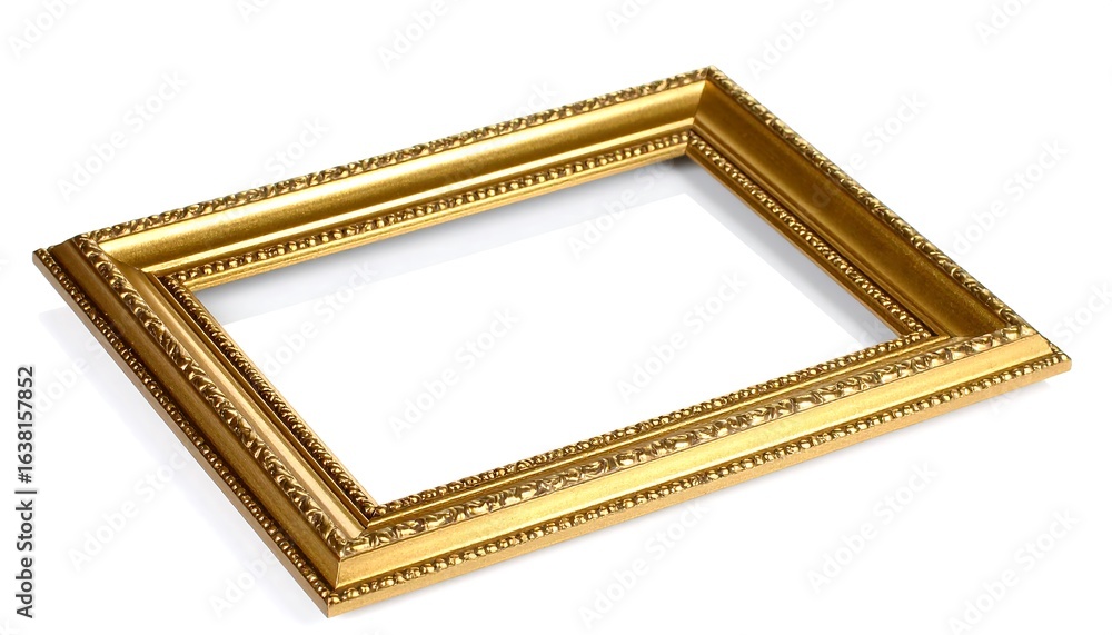 Obraz premium Gold picture frame on white background (1)