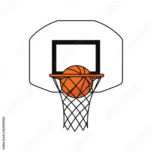 Basketball hoop with ball sports equipment net backboard game competition action athletic