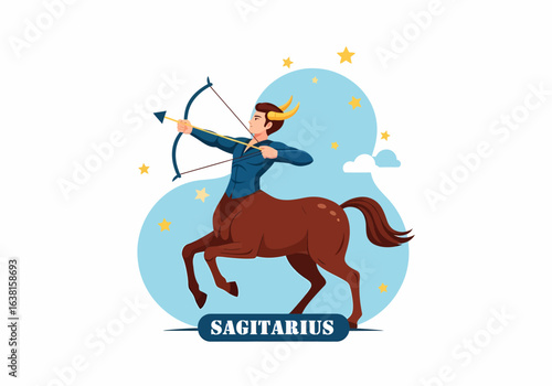 Vector illustration of sagittarius centaur archer aiming bow