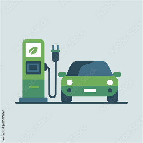 Electric Car Charging at Eco-Friendly Station