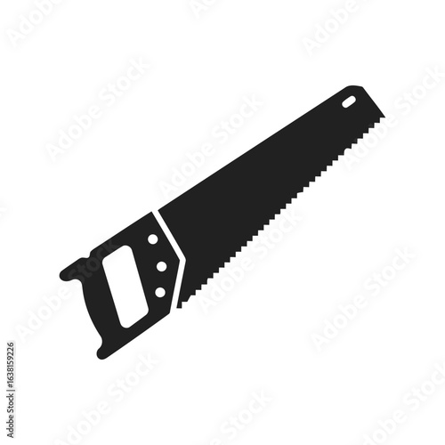 Black silhouette handsaw vector illustration carpentry tool woodworking equipment diy craft gear isolated eps graphic