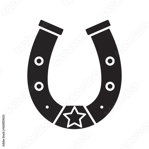 Black horseshoe vector illustration lucky charm equestrian symbol good fortune icon isolated eps graphic