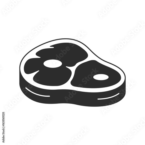 Raw meat steak silhouette vector icon, fresh beef food graphic, butcher shop emblem, carnivore diet