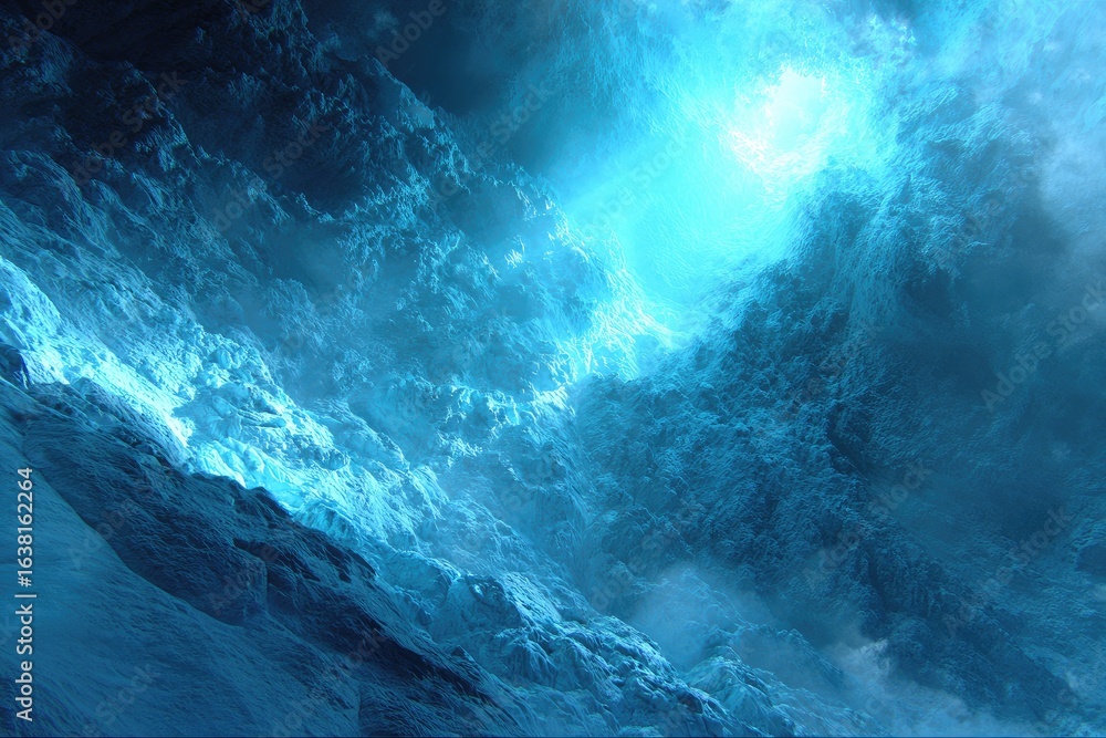 Fototapeta premium Frozen, luminous cave interior