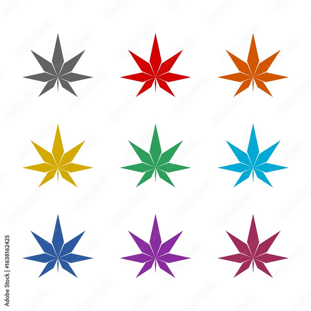 Obraz premium Cannabis marijuana icon isolated on white background. Set icons colorful