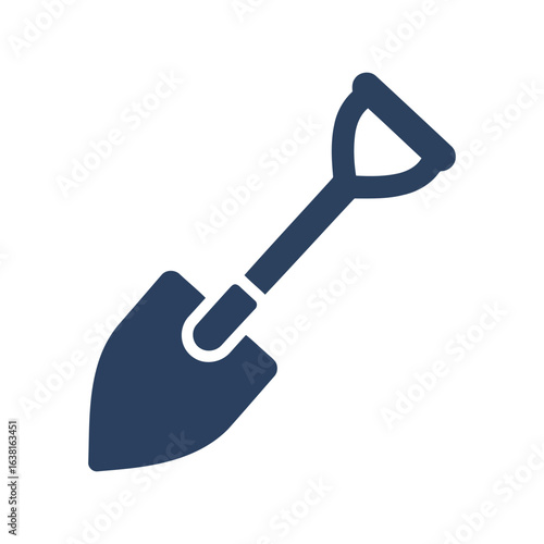 Navy blue shovel vector illustration garden tool digging equipment outdoor work gear isolated eps graphic