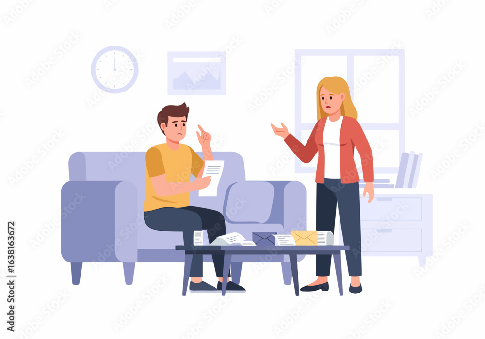 Obraz premium Flat vector illustration argument between man and woman