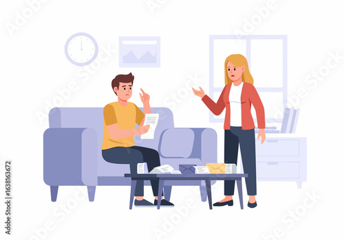Flat vector illustration argument between man and woman