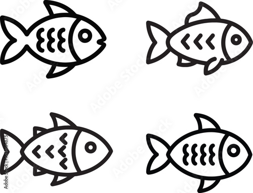 set of fishes, Stylized Fish Line Art Icons
