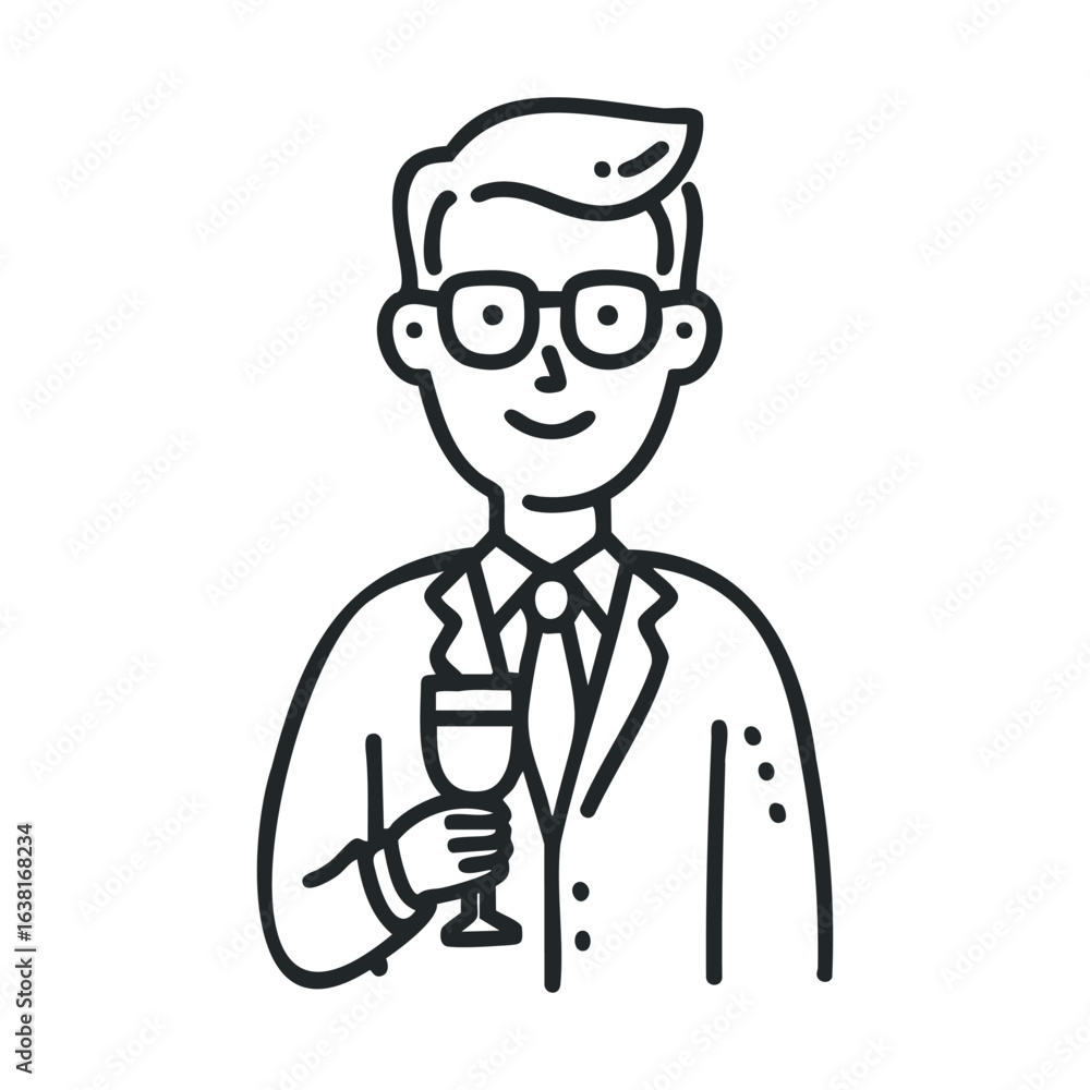 Elegant gentleman holding a glass at a formal celebration event Elegant gentleman holding a glass at a formal celebration event